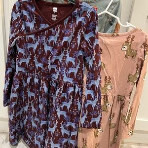 Tea Collection Brown & Blue Deer dress,  H&M holiday dresses x 2